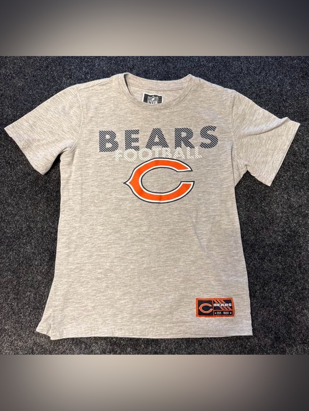 Chicago Bears NFL Team Apparel Youth M 10-12 Gray Logo T-Shirt